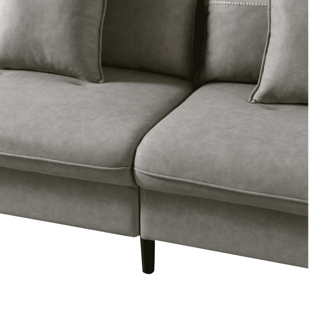 Mexico Straight Line Sofa Set in Grey Color - Luxe Maple