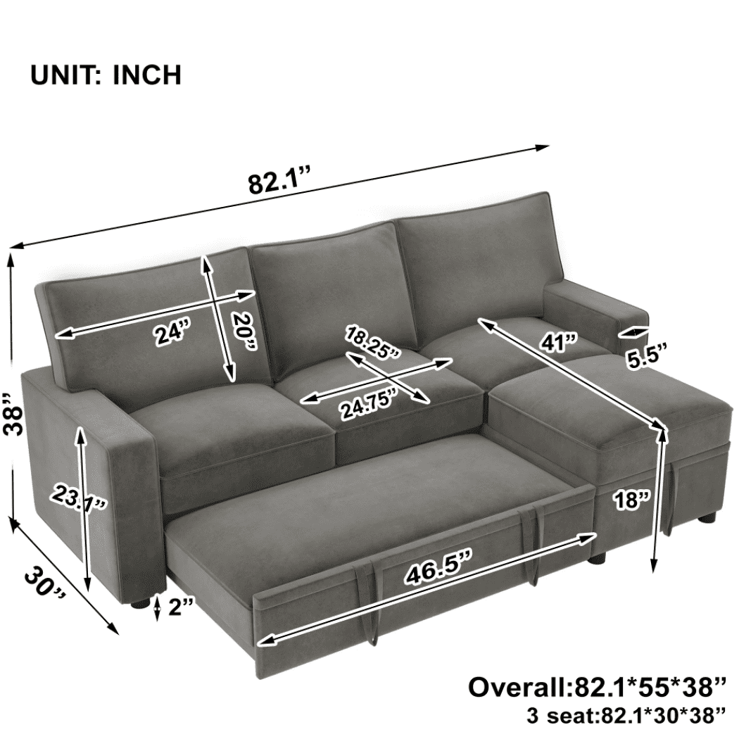 Yolo Sofa Cum Bed in Grey - Luxe Maple