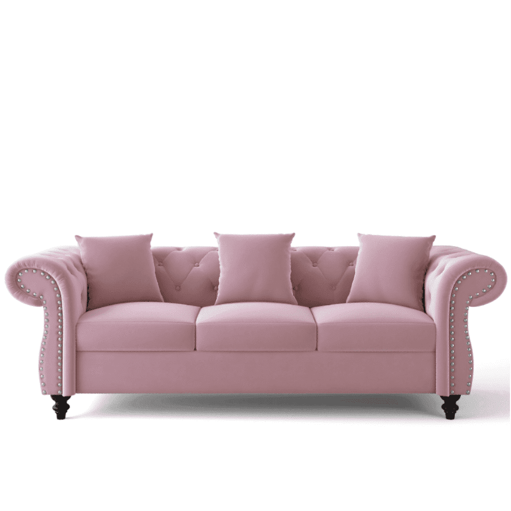 Jack & Hill Chesterfield Suede Sofa Set - Luxe Maple