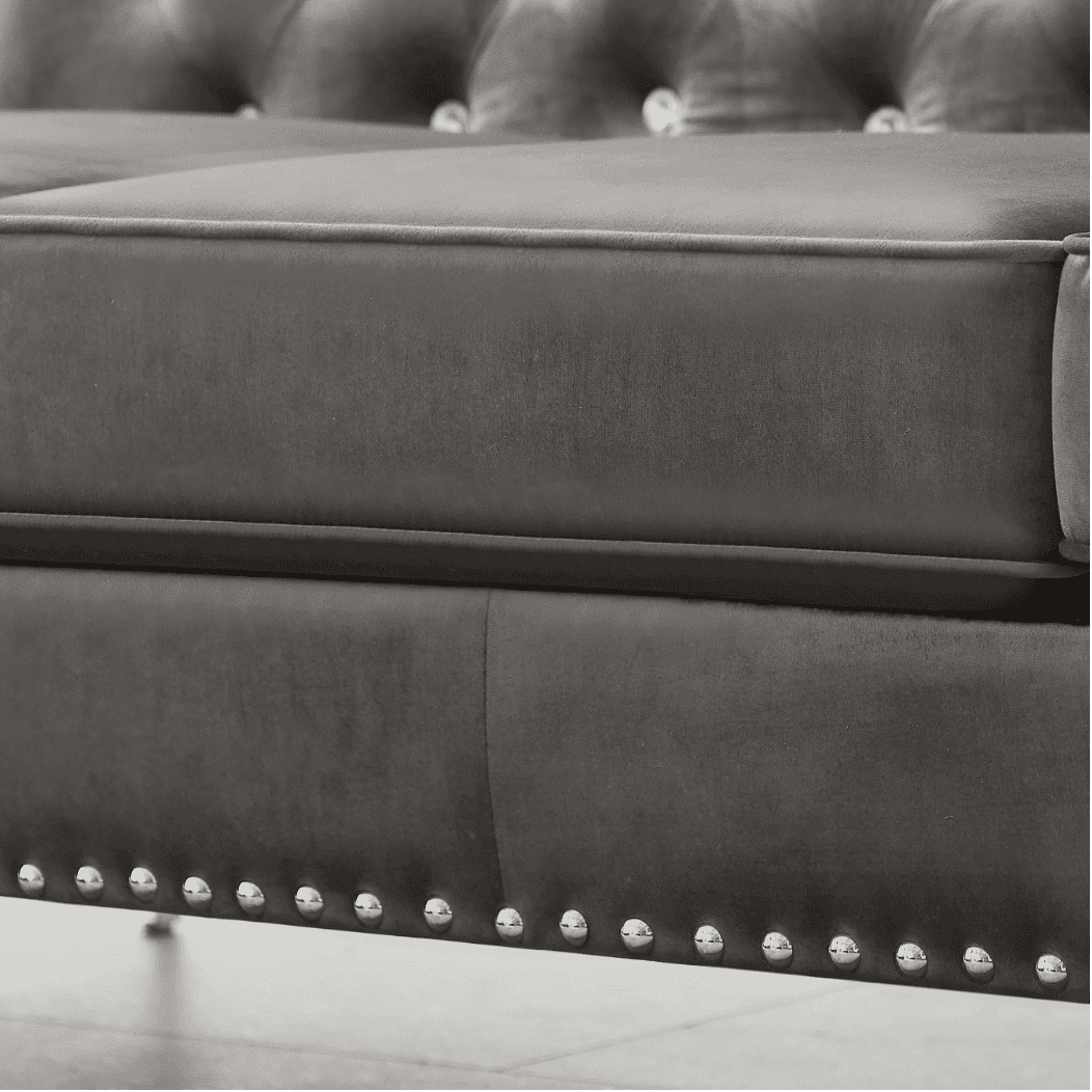 Lotus Grey Chesterfield Sectional Sofa Set - Luxe Maple