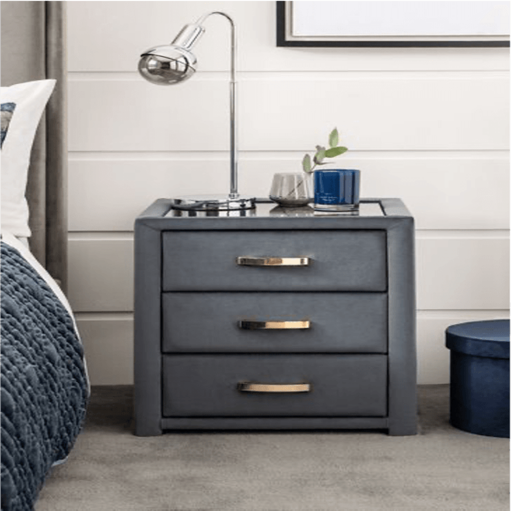Frankie Upholstered 3 Drawer Bedside