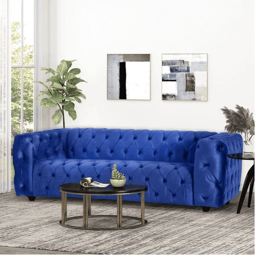Sagawood Velvet Tufted Sofa Set - Luxe Maple