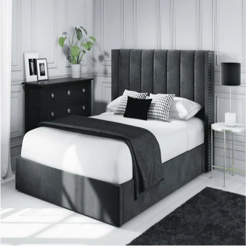 Uniline Pro Luxury Upholstered Bed in Suede - Luxe Maple