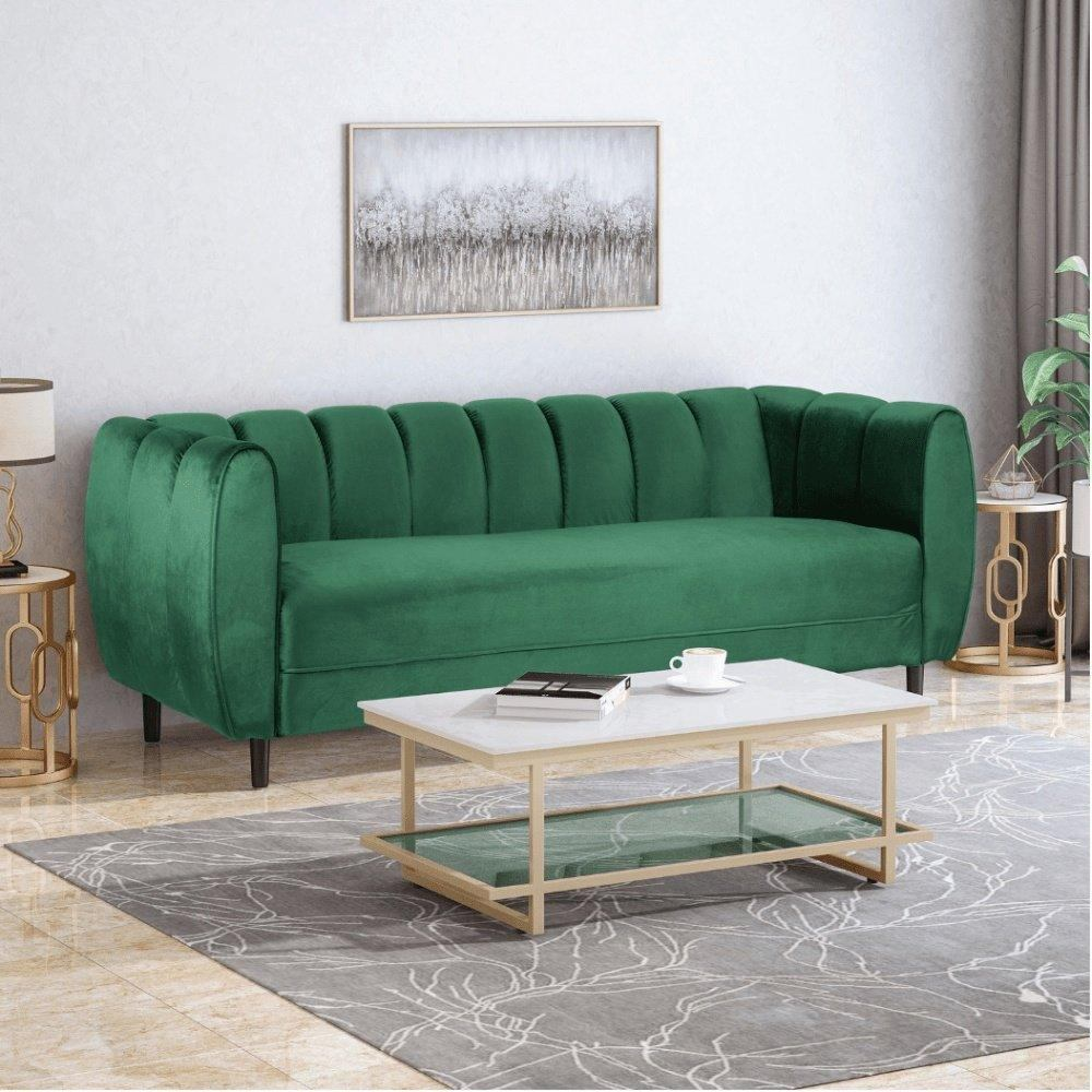 Bobran Modern Sofa Set in Suede - Luxe Maple