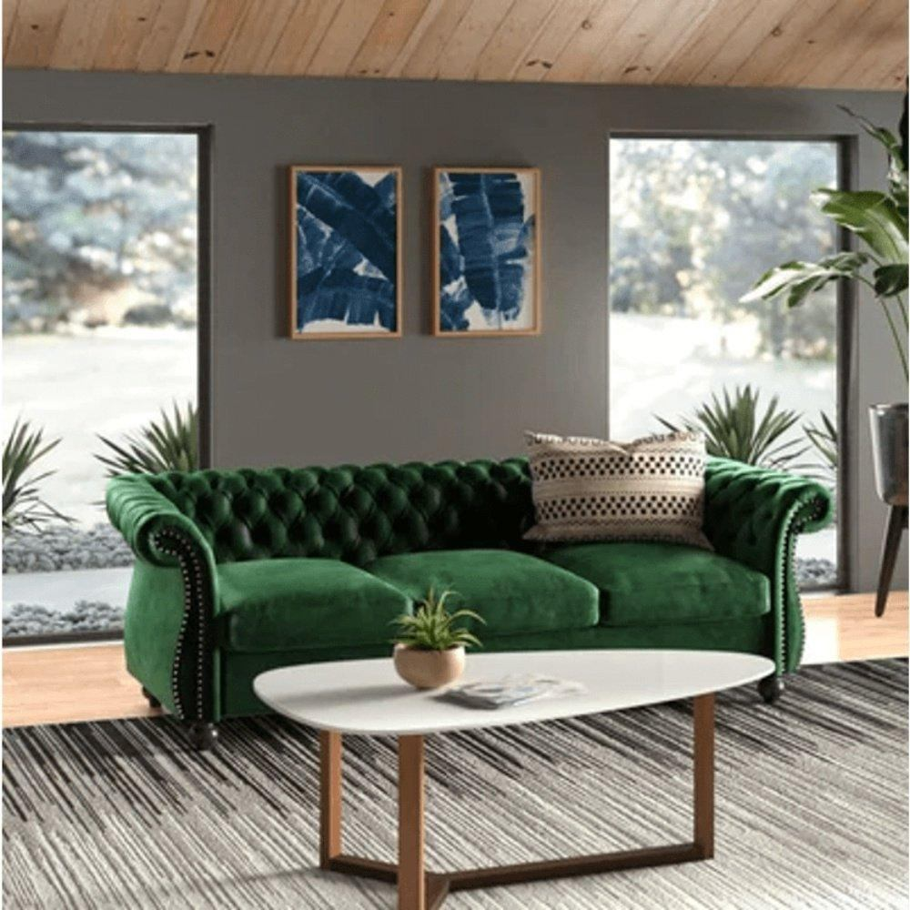 Romeo Chesterfield Sofa Set - Luxe Maple