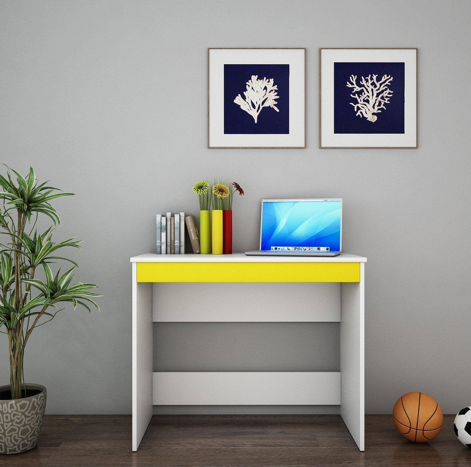 Starbuzz Study Table in White Color - Luxe Maple