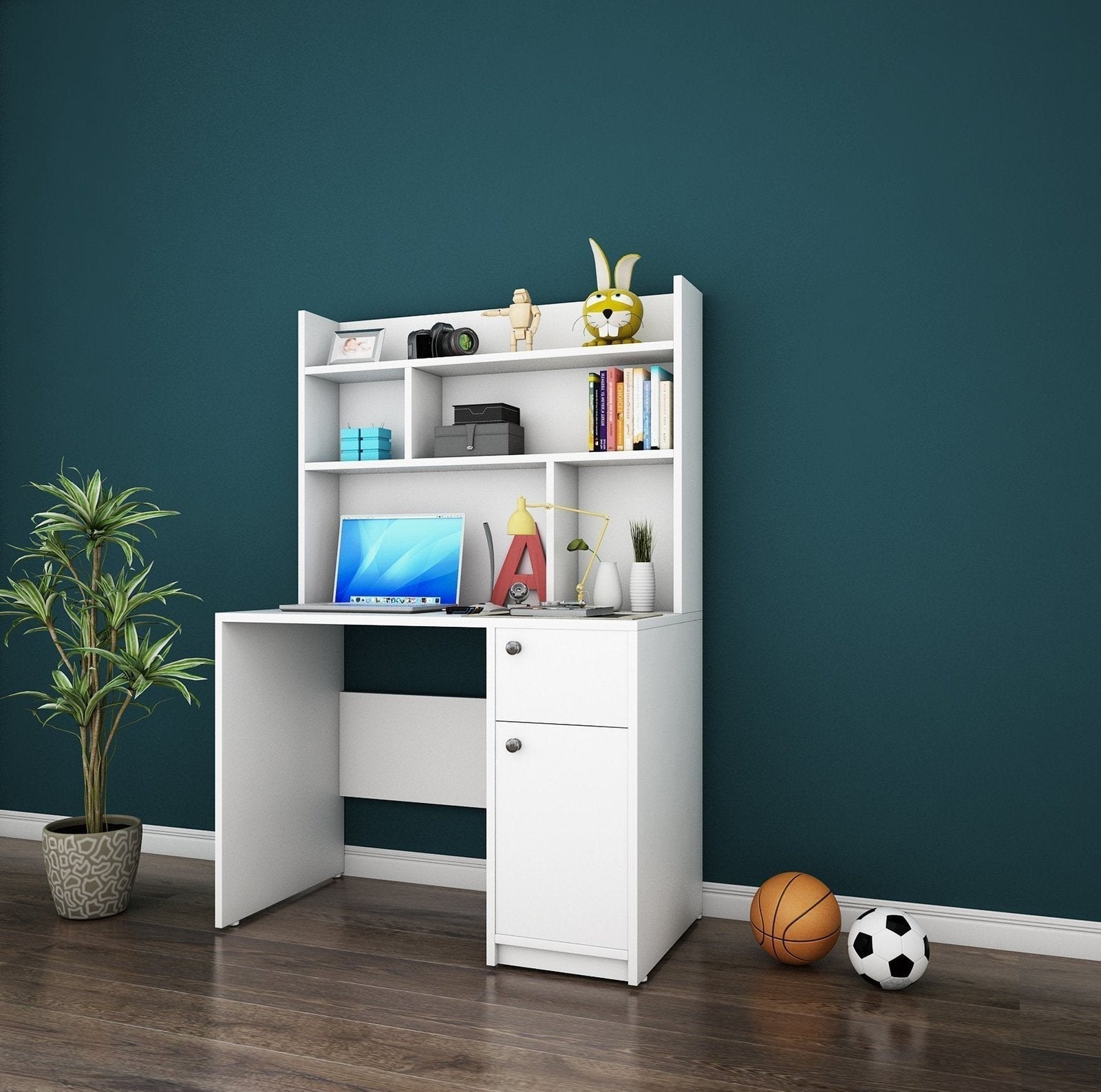 Starstock Study Table in White Color - Luxe Maple