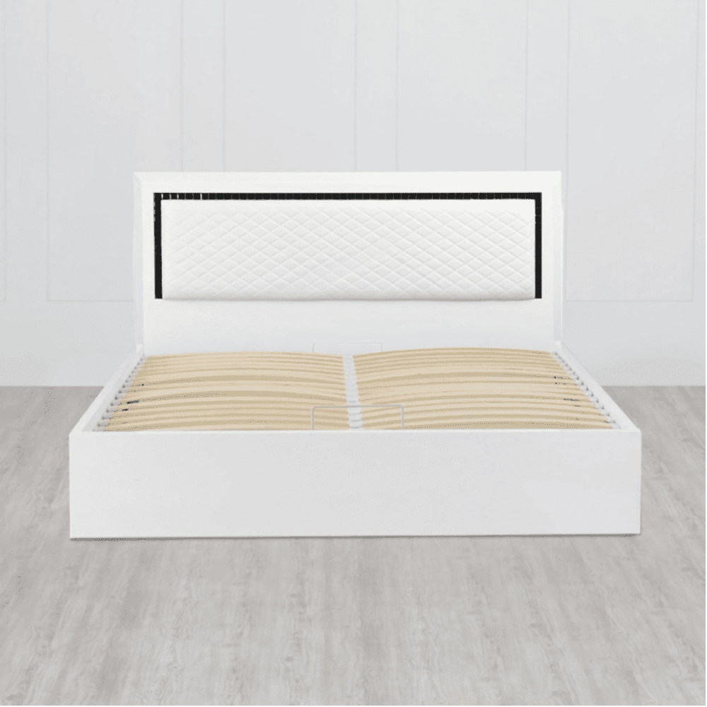 Helen PU Polish Bed in White Color - Luxe Maple