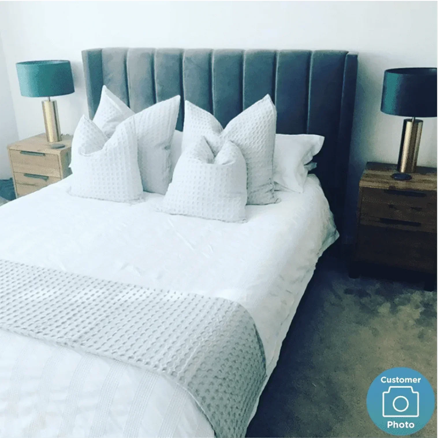 Uniline Pro Luxury Upholstered Bed in Suede - Luxe Maple