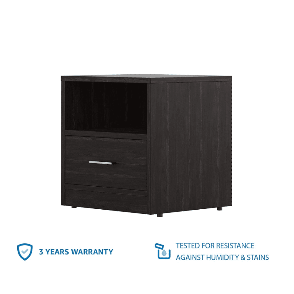 Rocco Engineered Wood Wenge Finish Bedside Table - Luxe Maple