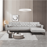 Tufted back Suede Chesterfield Sectional Sofa - Luxe Maple