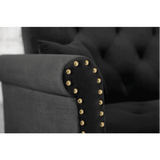 Tufted back Suede Chesterfield Sectional Sofa - Luxe Maple