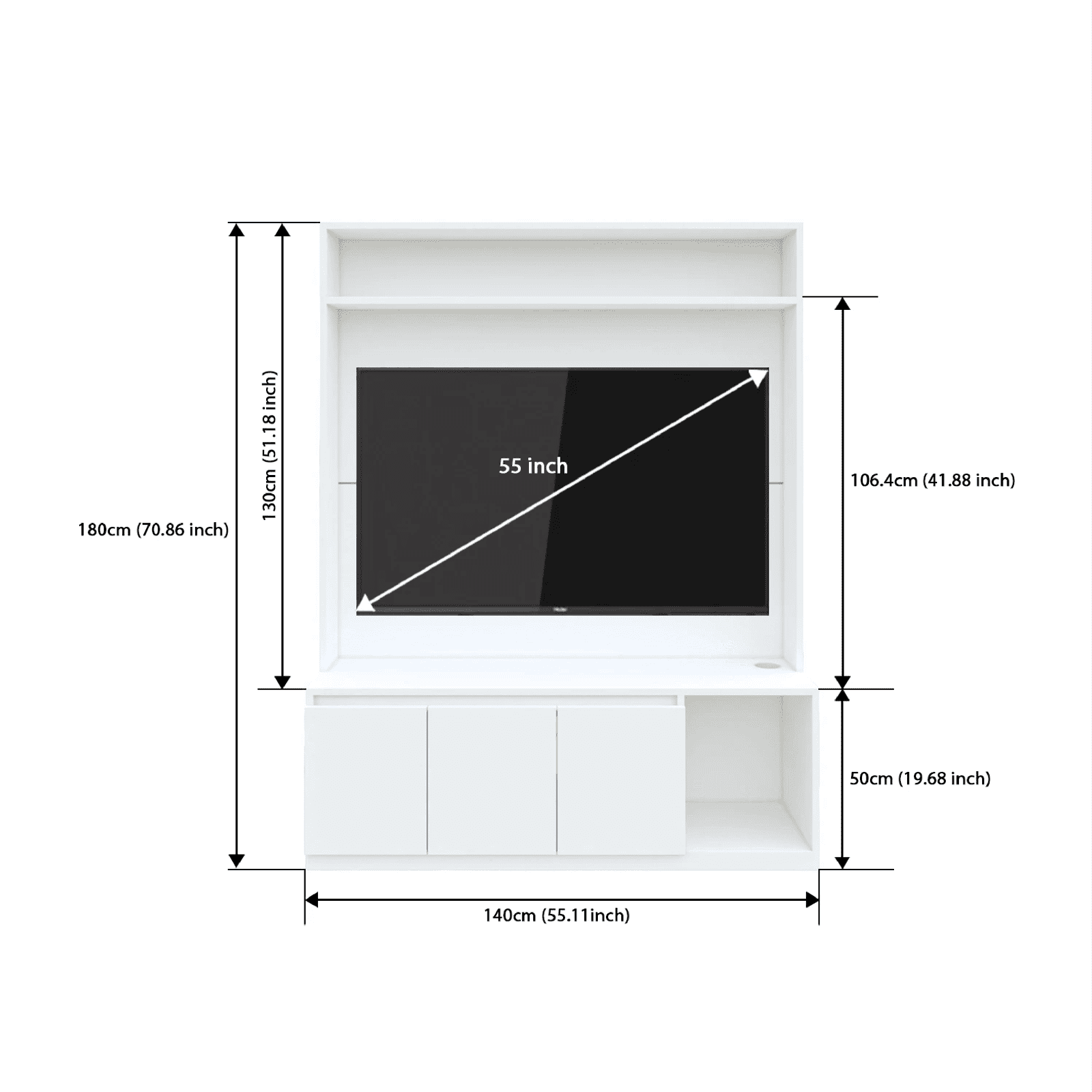 Union TV Unit- Frosty White - Luxe Maple