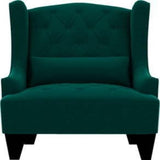 Cayo Chesterfield Wing Chair in Green Color - Luxe Maple