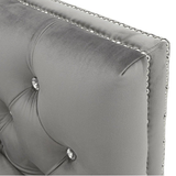 Silver Orchid Jewel-tuft Grey Suede Seating with Nailhead - Luxe Maple