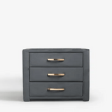 Frankie Upholstered 3 Drawer Bedside - Luxe Maple