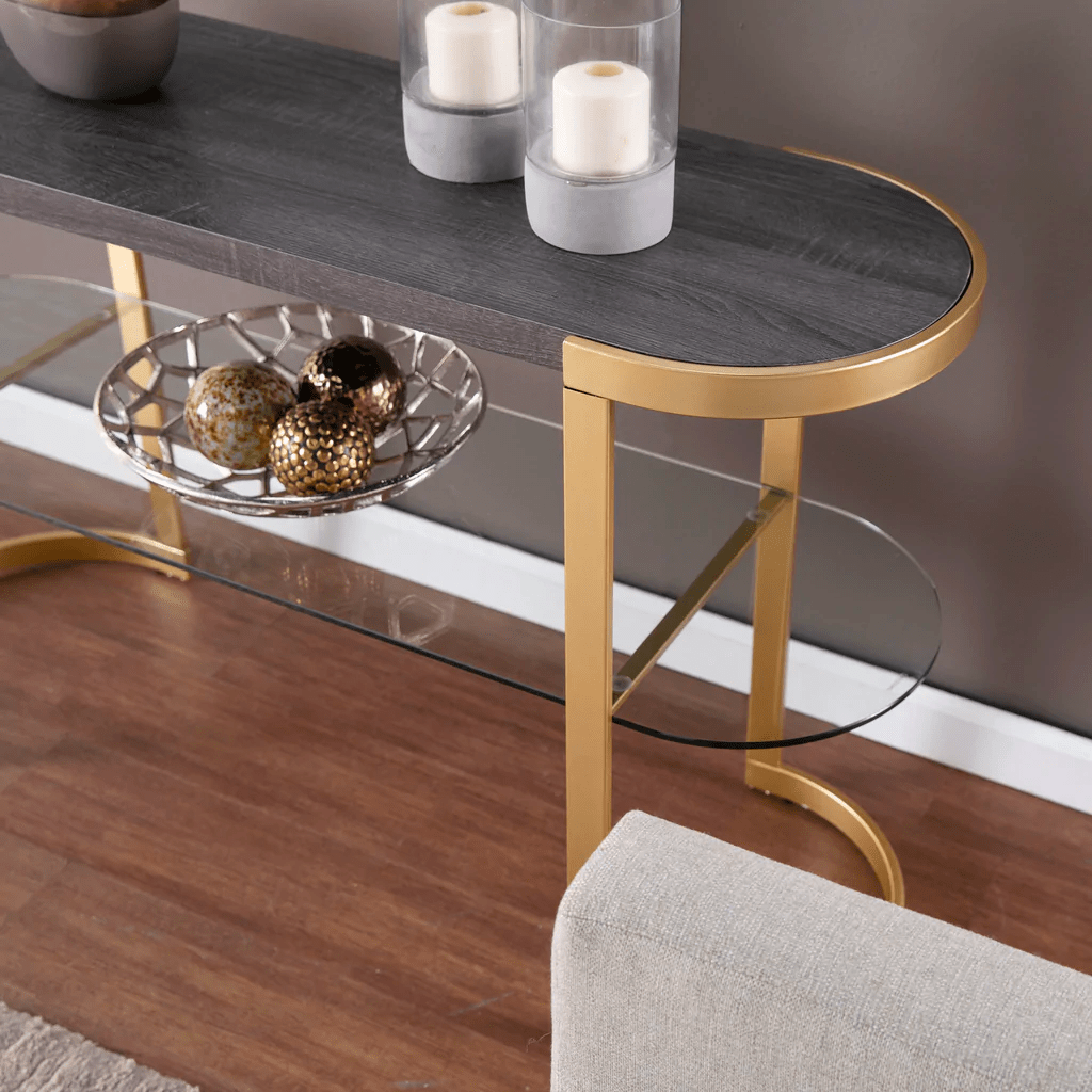 Ronak Golden Console Table - Stainless Steel - Luxe Maple