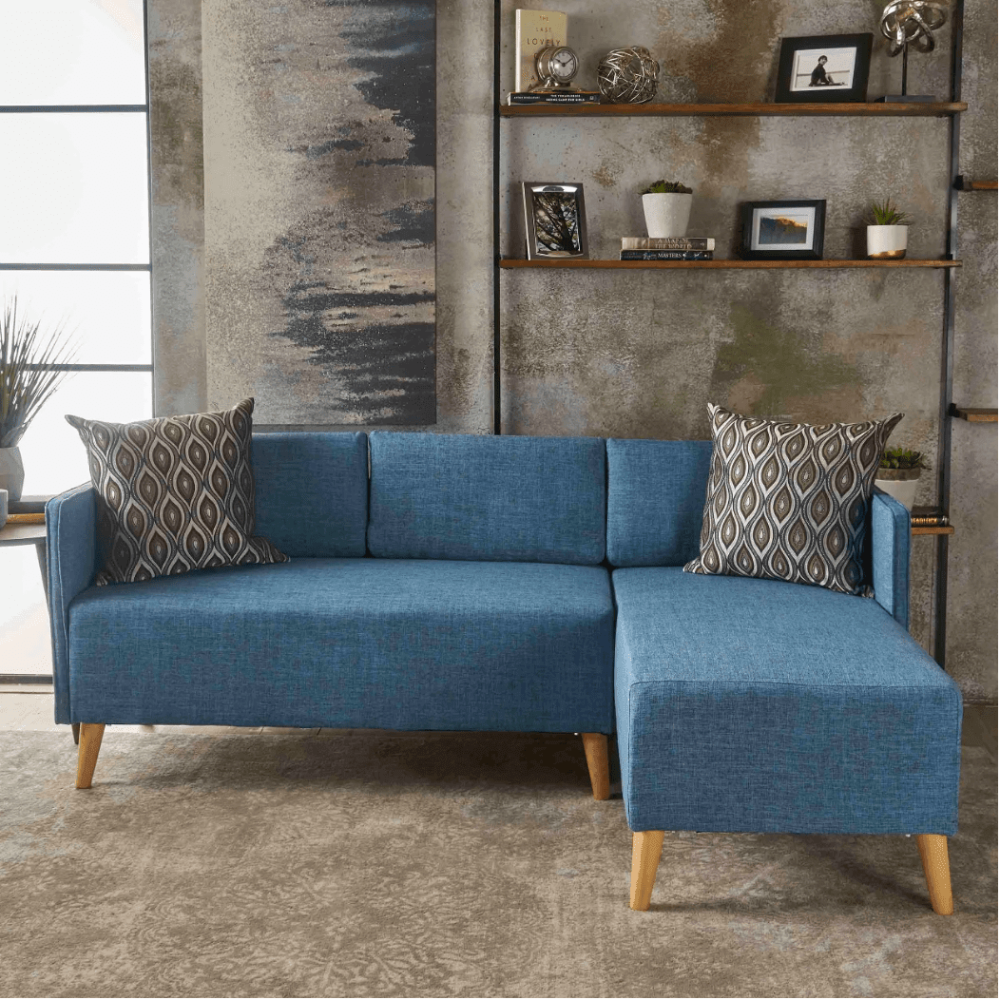 Augusto Mid-century Modern Fabric Chaise Sectional - Luxe Maple