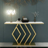 Pasco Golden Console Table - Stainless Steel - Luxe Maple