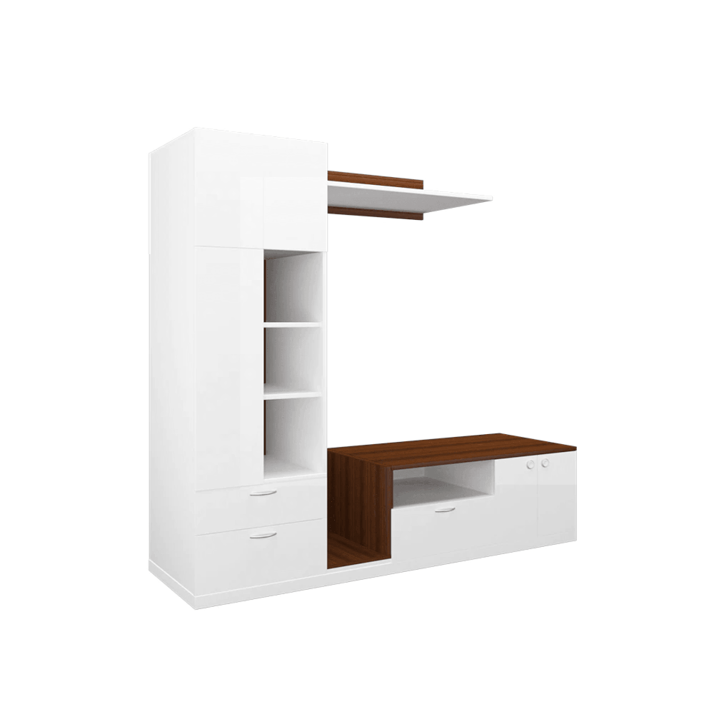 Cassy TV Panel- Walnut & Frosty White- Upto 55 inches TV - Luxe Maple