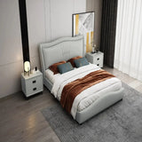 Trilif Luxury Upholstered Bed in Leatherette - Luxe Maple