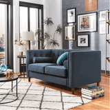 Brew Tuxedo Faux Leatherette Sofa with Accent Pillows - Luxe Maple