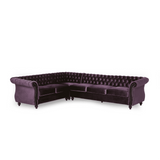 Amberside Suede Tufted Chesterfield Sectional Sofa - Luxe Maple
