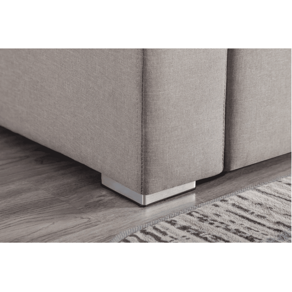 Nollon Linen Fabric Sectional Sofa with Pillows and Storage Ottoman - Luxe Maple