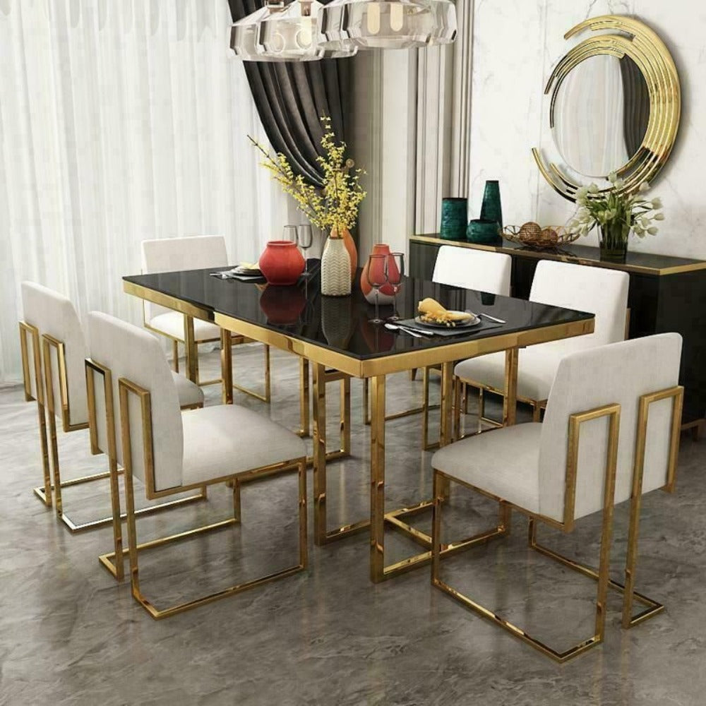 London Luxury Dining Table in Suede - Luxe Maple