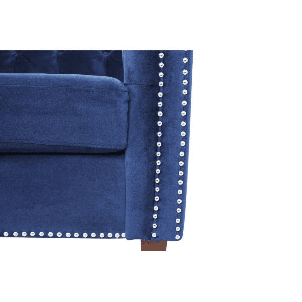 Rosy Sofa Set in Blue Suede Fabric - Luxe Maple