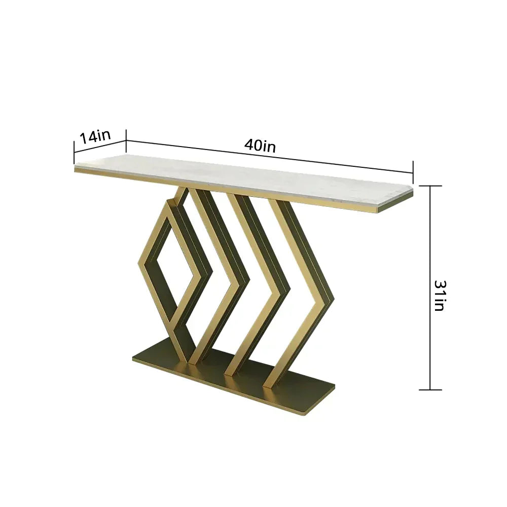 Pasco Golden Console Table - Stainless Steel - Luxe Maple