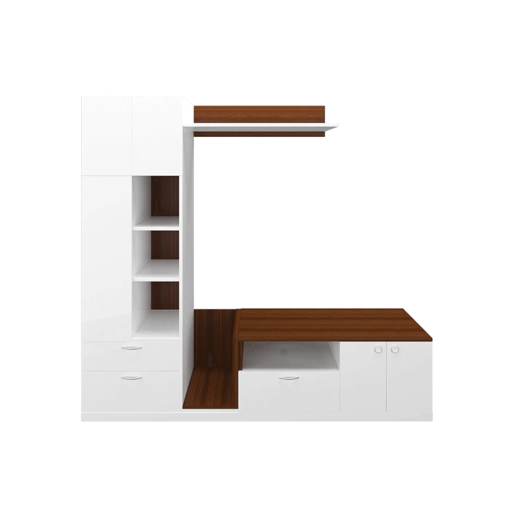 Cassy TV Panel- Walnut & Frosty White- Upto 55 inches TV - Luxe Maple