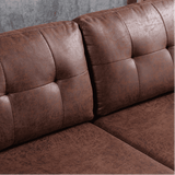 Viatol High Back Couch Mid-century Suede Leather Wood Legs Chaise Sofa - Luxe Maple