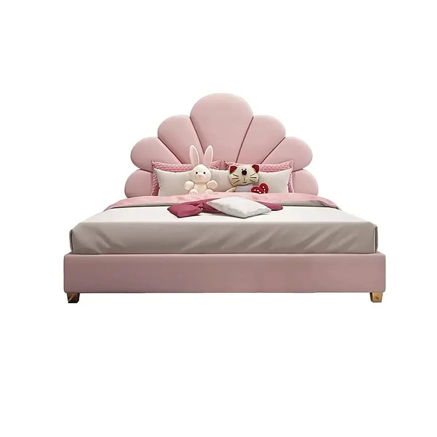 Dolcy Upholstered Kids Bed Without Storage in Suede - Luxe Maple