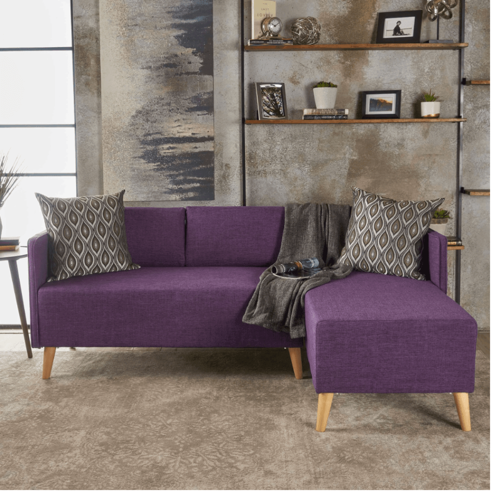 Augusto Mid-century Modern Fabric Chaise Sectional - Luxe Maple
