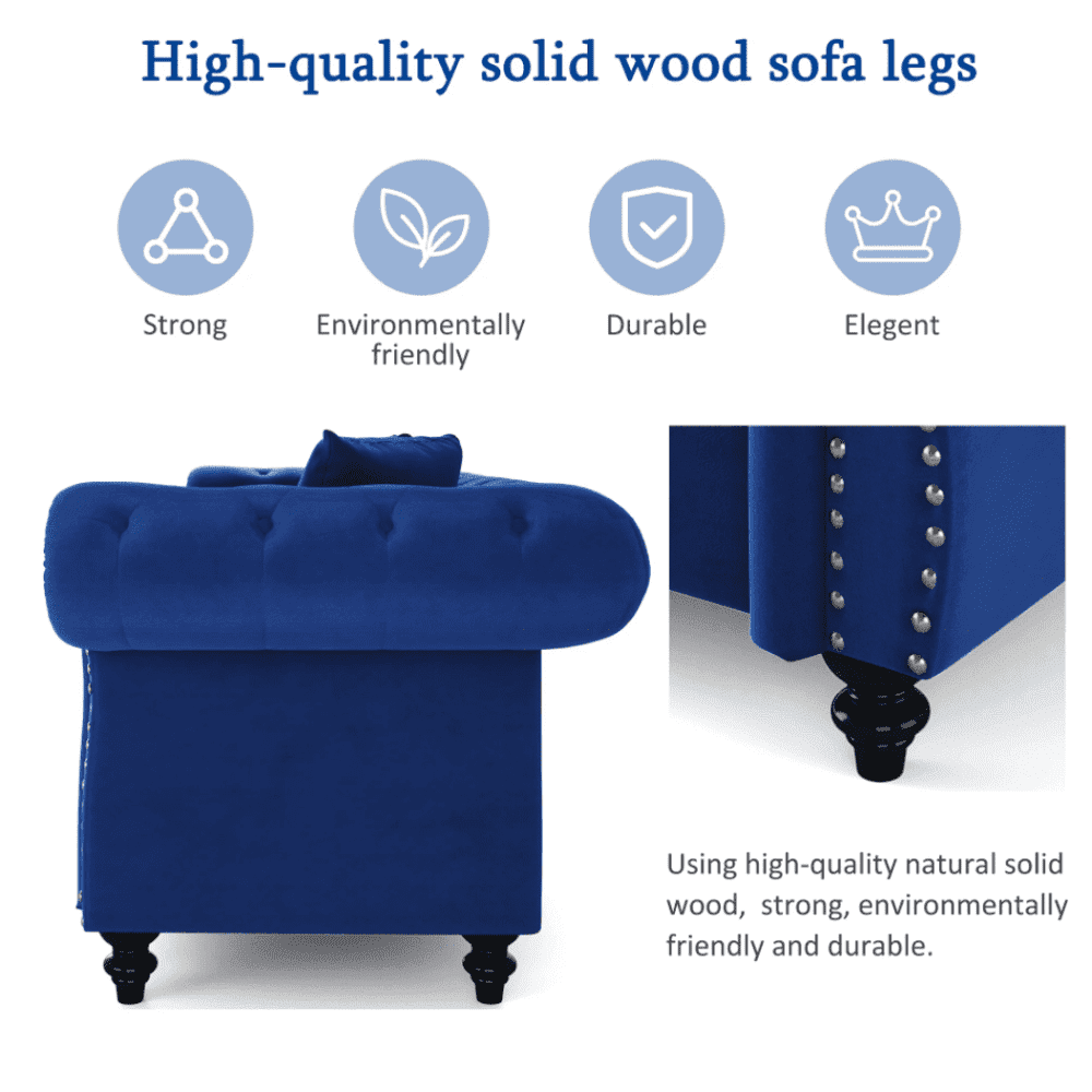Jack & Hill Chesterfield Suede Sofa Set - Luxe Maple