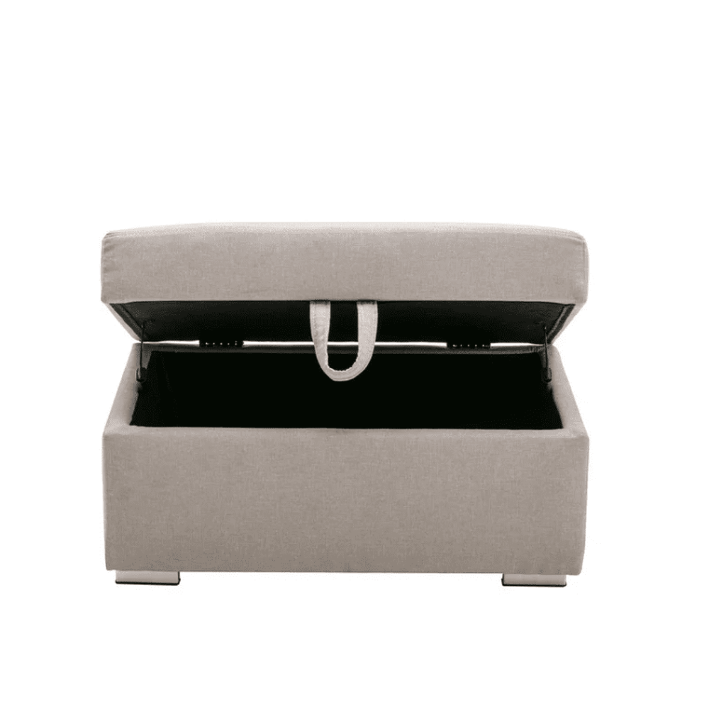 Nollon Linen Fabric Sectional Sofa with Pillows and Storage Ottoman - Luxe Maple