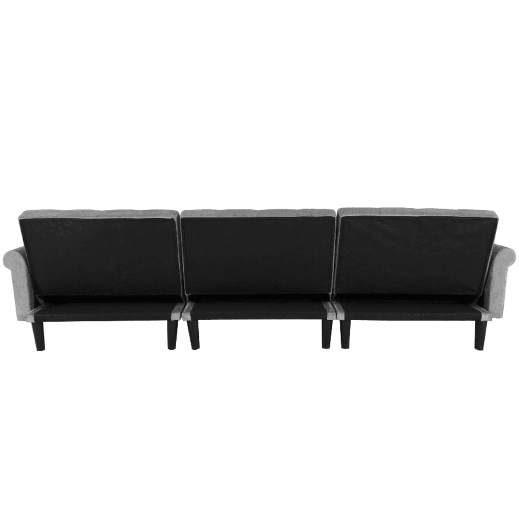 Tufted back Suede Chesterfield Sectional Sofa - Luxe Maple
