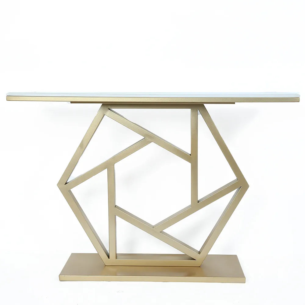 Pixel Golden Console Table - Stainless Steel - Luxe Maple