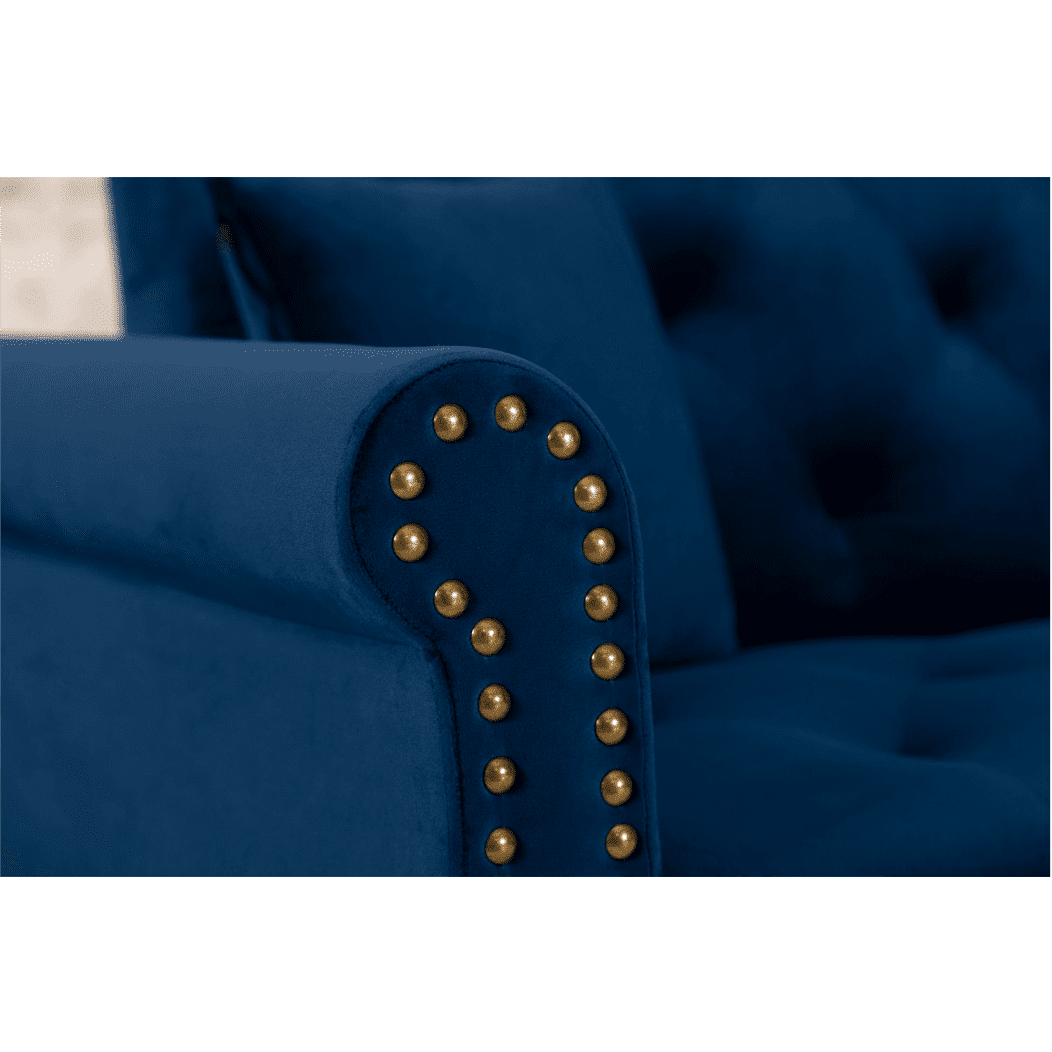 Tufted back Suede Chesterfield Sectional Sofa - Luxe Maple
