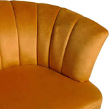 Opening Shell Designer Orange Velvet Lounge Chair - Luxe Maple