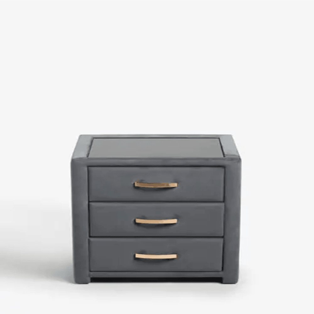 Frankie Upholstered 3 Drawer Bedside