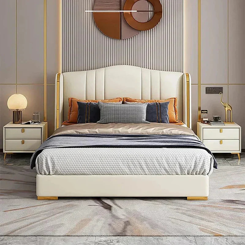 Rolex Luxury Upholstered Bed in Leatherette - Luxe Maple