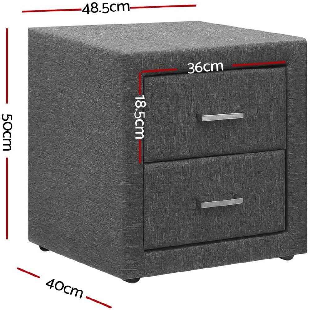 Atris Fabric Bedside Table with 2 Drawers
