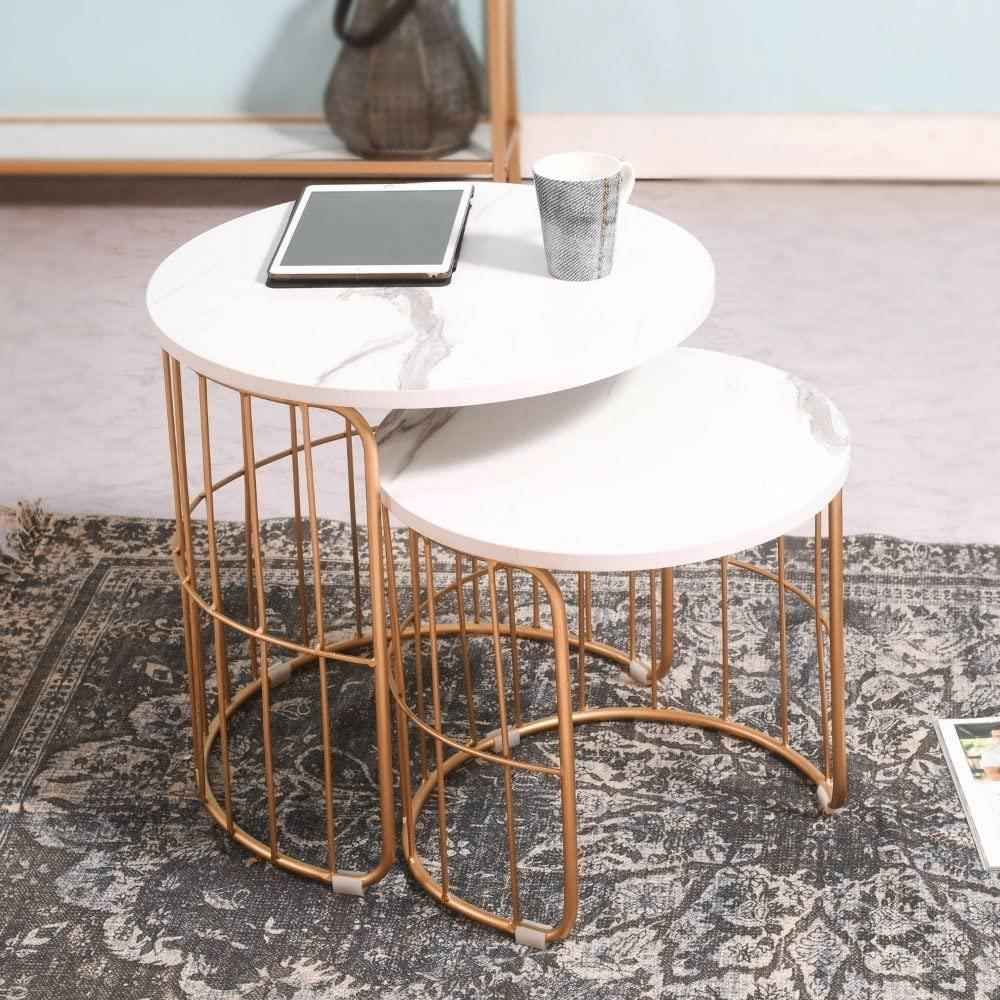 Nature Lover Golden Nesting Table Set of Two - Center Table