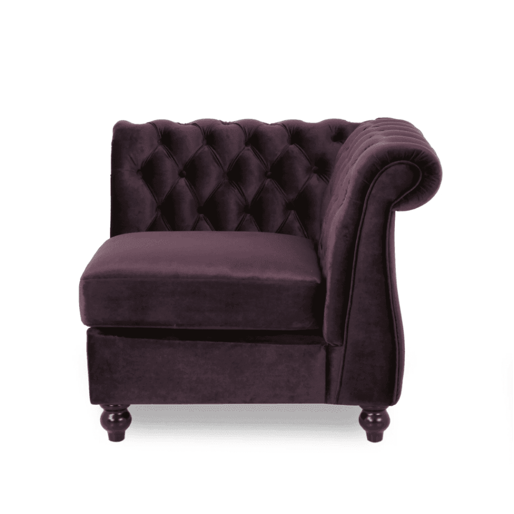 Amberside Suede Tufted Chesterfield Sectional Sofa - Luxe Maple