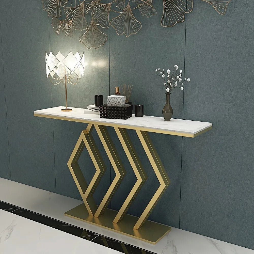 Pasco Golden Console Table - Stainless Steel - Luxe Maple