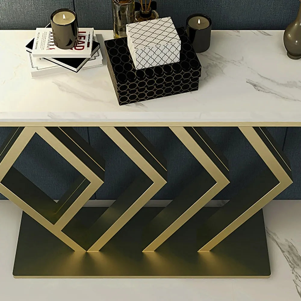 Pasco Golden Console Table - Stainless Steel - Luxe Maple