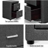 Atris Fabric Bedside Table with 2 Drawers