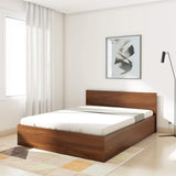 Solimo Wooden Bed in Walnut Colour With Storage - Luxe Maple